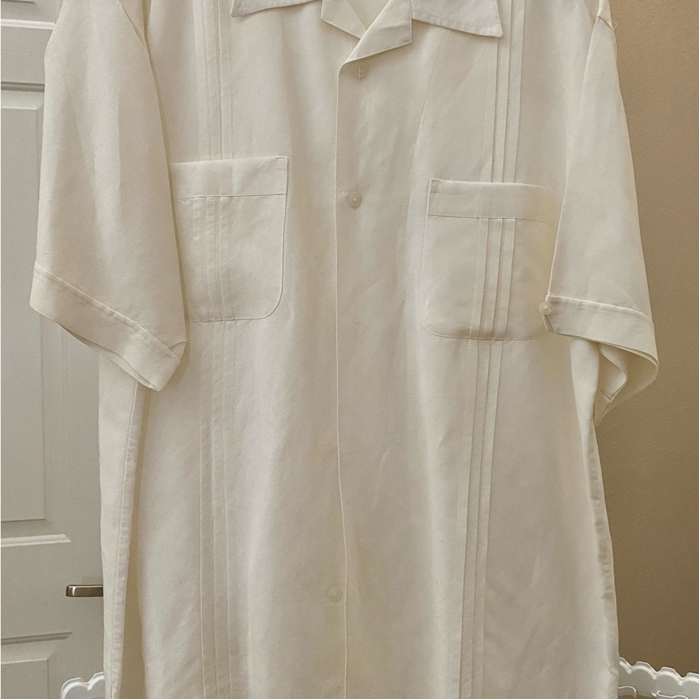 Cream Short Sleeve Button-Up Shirt